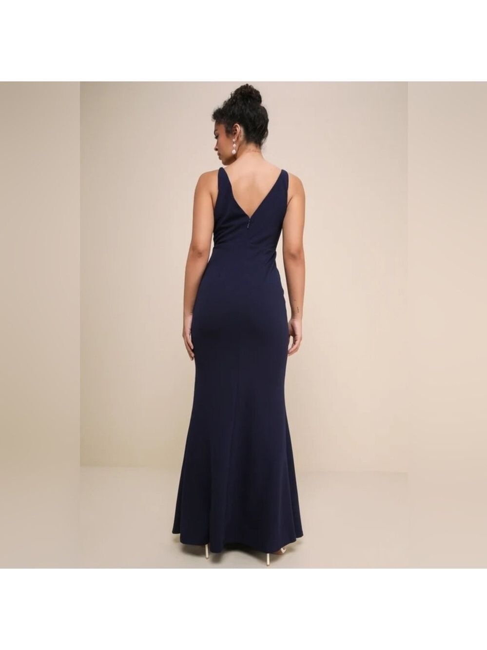 Lulus | Melora Navy Blue Sleeveless Maxi Dress | Size L - Picture 2 of 9